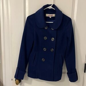 Women's Pea Coat
Lightweight and soft. Royal blue.